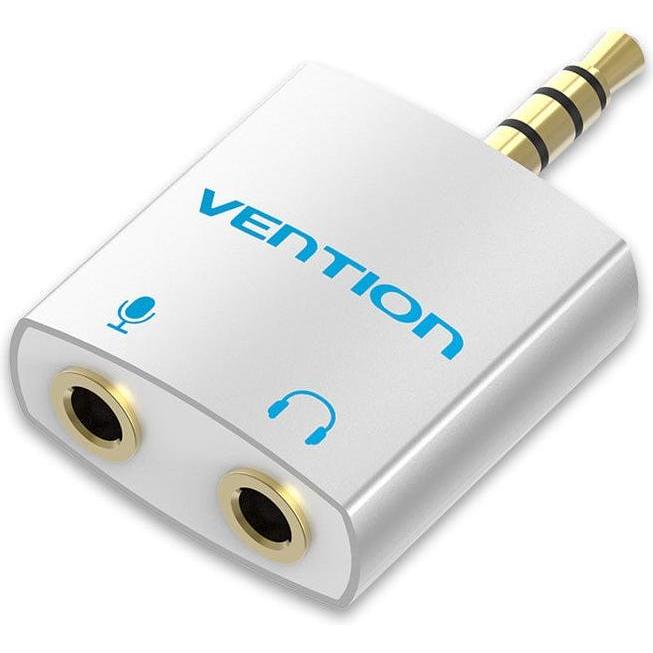 Vention Adapter audio BDBW0 4-pole 3.5mm male to 2x 3.5mm female silver 0.25m (Audio Splitter), Audio Adapter, Silber