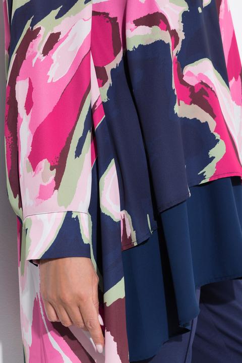 Actual product image Ulla Popken Marbled Long Sleeve Layered Tunic Blouse (62)