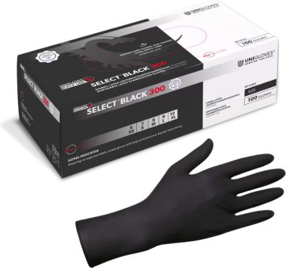 Produktbild Unigloves SELECT BLACK 300 extra lange Latexhandschuhe (S)