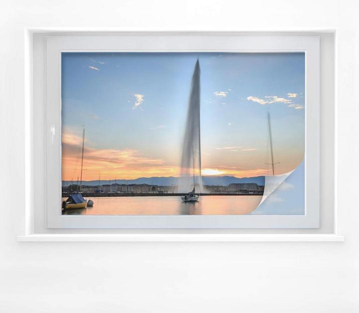 Image du produit Trenddeko Fontaine d'eau au coucher du soleil de Genève (120 x 80 cm)