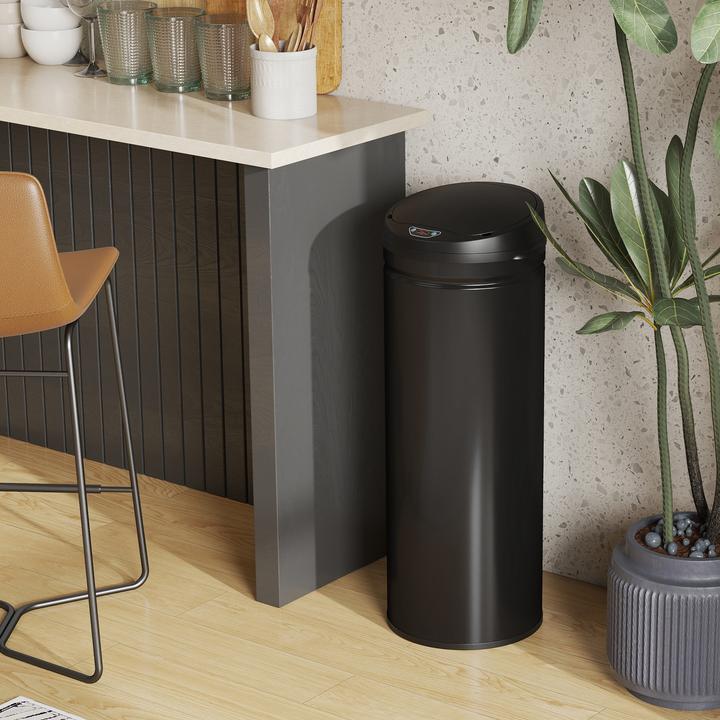 Produktbild Homcom Sensor-Mülleimer Edelstahl, Kunststoff Schwarz (50 l)