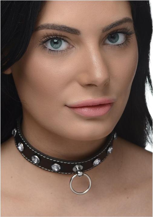 Produktbild XR Brands Rhinestone Choker With O-Ring - Black