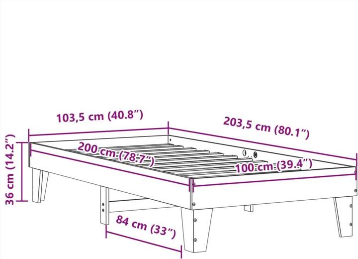 Actual product image vidaXL Bettgestell (100 x 200 cm)