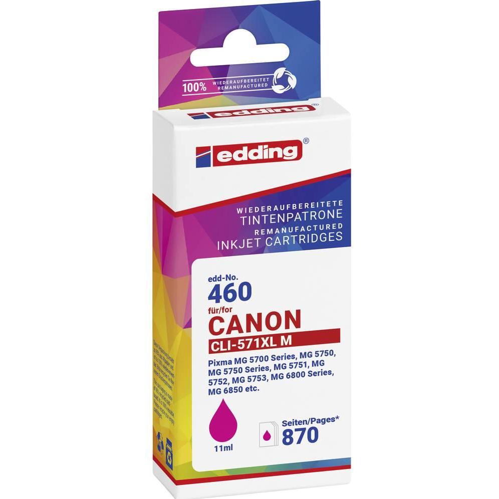 Edding, Druckerpatrone, Druckerpatrone ersetzt Canon CLI-571XL Kompatibel Magenta EDD-460 18-46 (M)