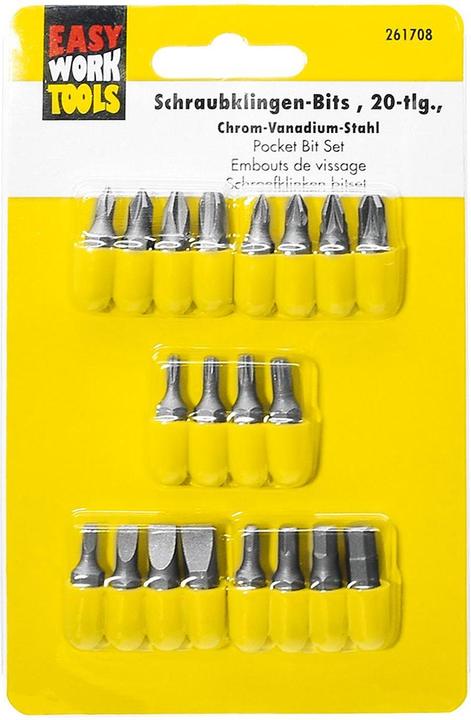 Actual product image Easy Work Schraubklingenbitsatz (3 - 4.5 - 6 - 7 mm, 4 x Philips size #0 - #1 - #2 - #3, 4 x Pozidrive size #0 - #1 - #2 - #3, 4 x star T10 - T15 - T20 - T25, 4 x hexagon 3 - 4 - 5 - 6 mm)