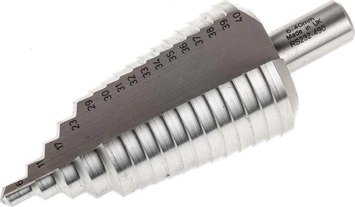 Produktbild RS PRO Stufenbohrer 6-40mm (11 mm, 14 mm, 17 mm, 20 mm, 23 mm, 26 mm, 29 mm, 32 mm, 35 mm, 38 mm, 41 mm, 8 mm)