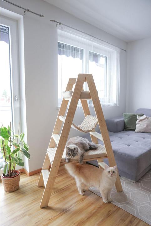 Produktbild Kerbl Kratzbaum Ladder für Katzen (134 cm, Beige, Braun, Wood colour)