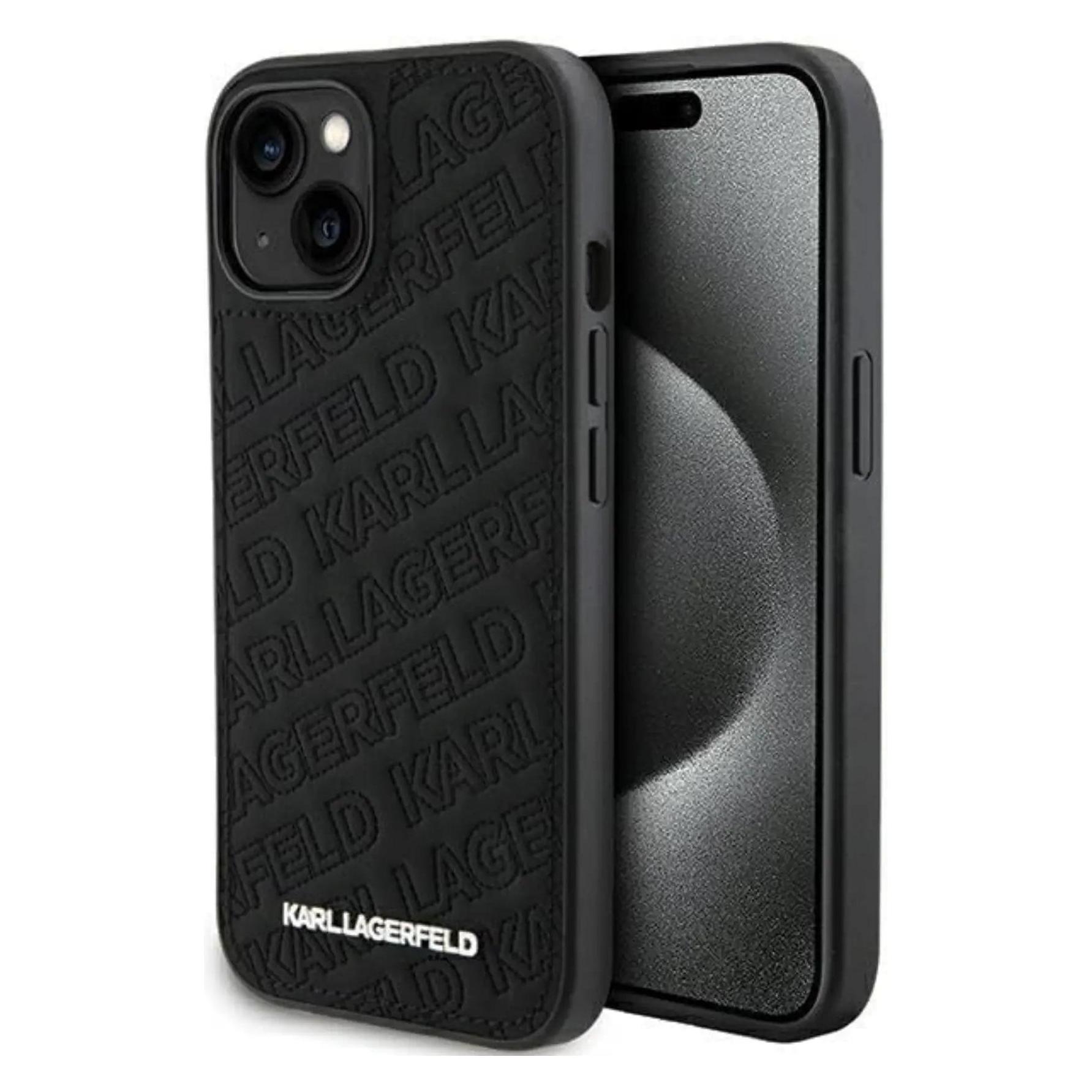 Karl Lagerfeld KLHCP15SPQKPMK IPhone 15 6.1" Czarny/black Hardcase Quilted K Pattern (Apple IPhone 15), Smartphone Hülle, Schwarz
