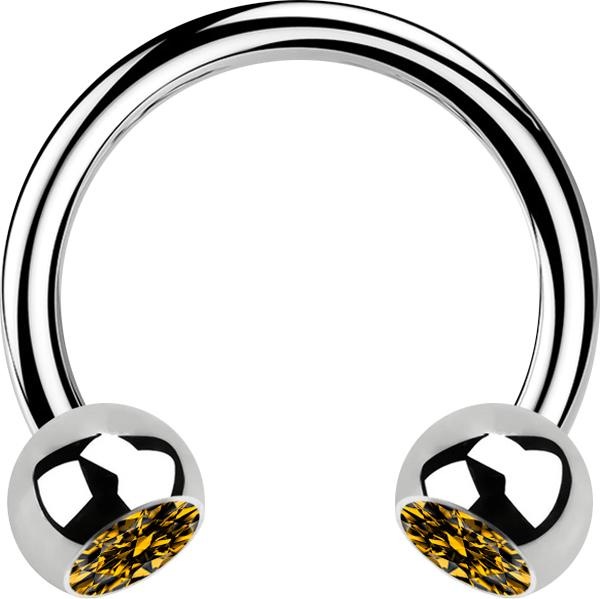 Produktbild Star Piercing Micro Circular Barbell silber mit zwei Kugeln Kristall topaz (Chirurgenstahl 316L, ohne Messing)
