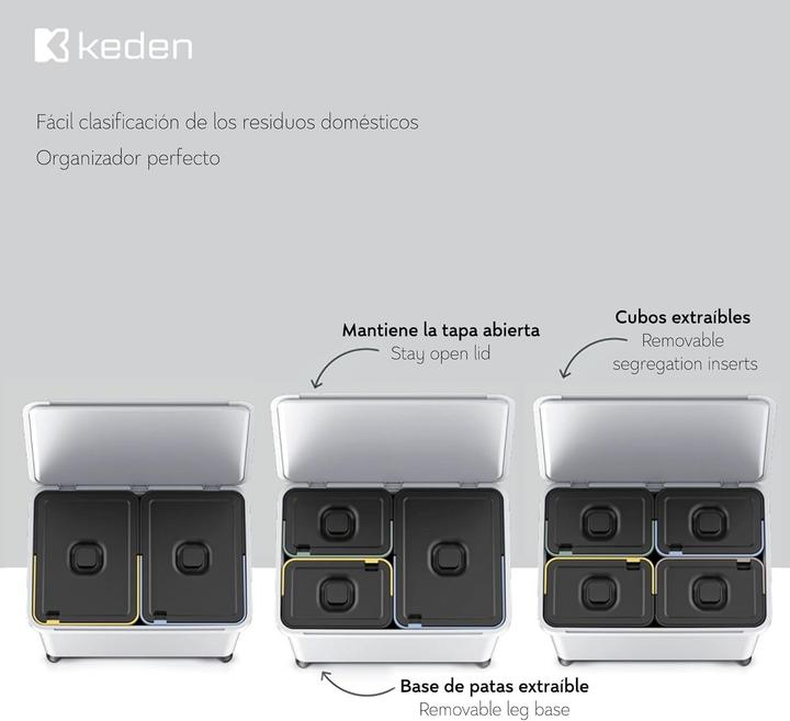 Produktbild GCS Keden Abfallbehälter Systema 23L + 2x10L - Glattes Grau (43 l)