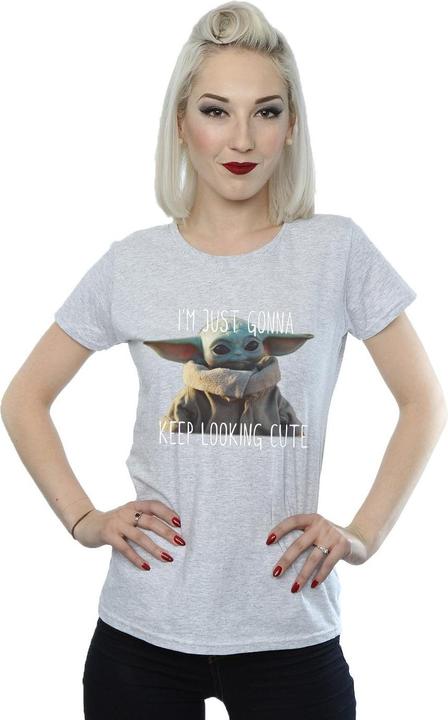 Actual product image Star Wars Womens/Ladies The Mandalorian Keep Looking Cute Cotton T-Shirt (L)