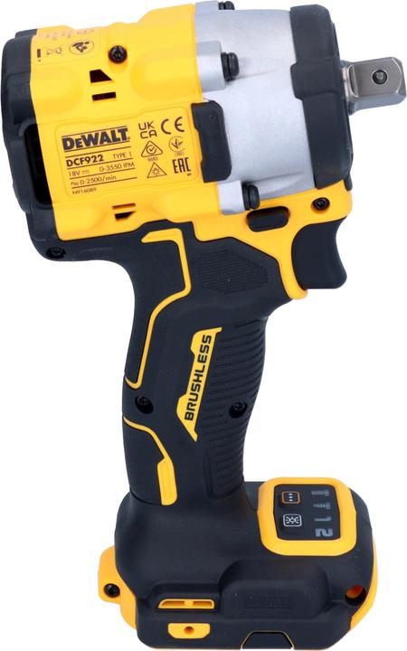 Actual product image DeWalt DCF 922 N cordless impact wrench 18 V 406 Nm 1/2" brushless + 1x rechargeable battery 2.0 Ah - (Without external power source)