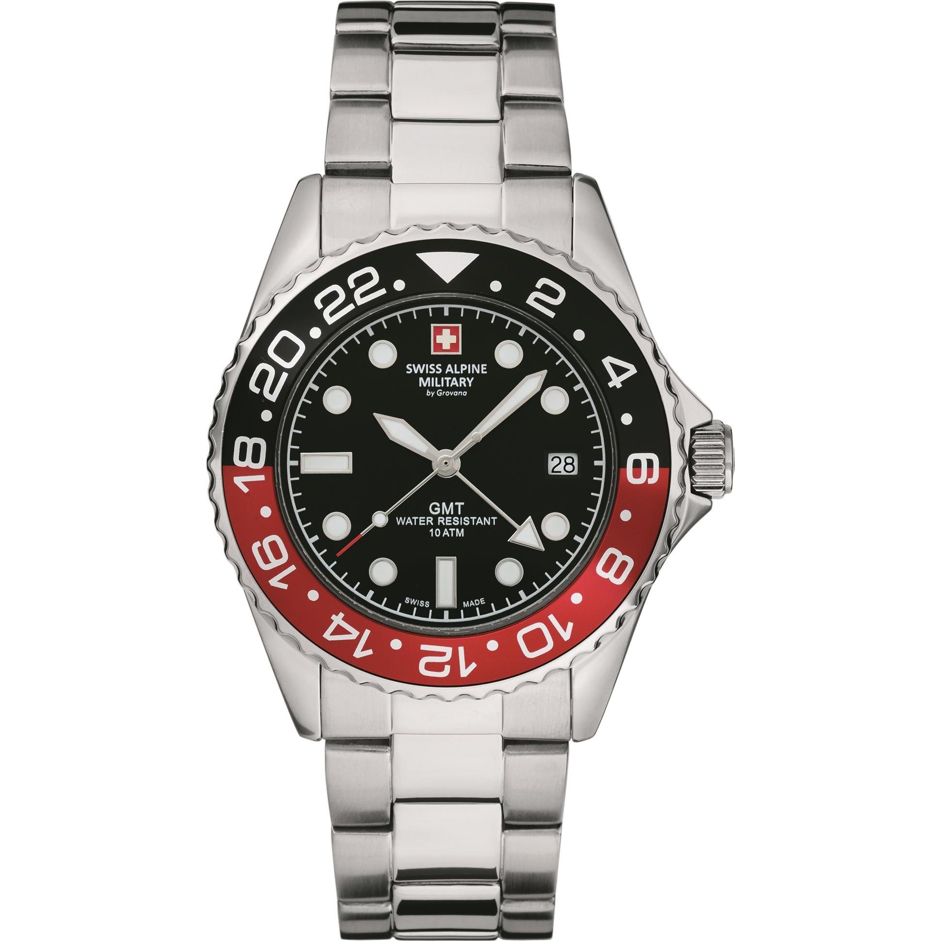 Swiss Alpine Military, Armbanduhr, Master Diver GMT, Silber, (Swiss Made, 42 mm)