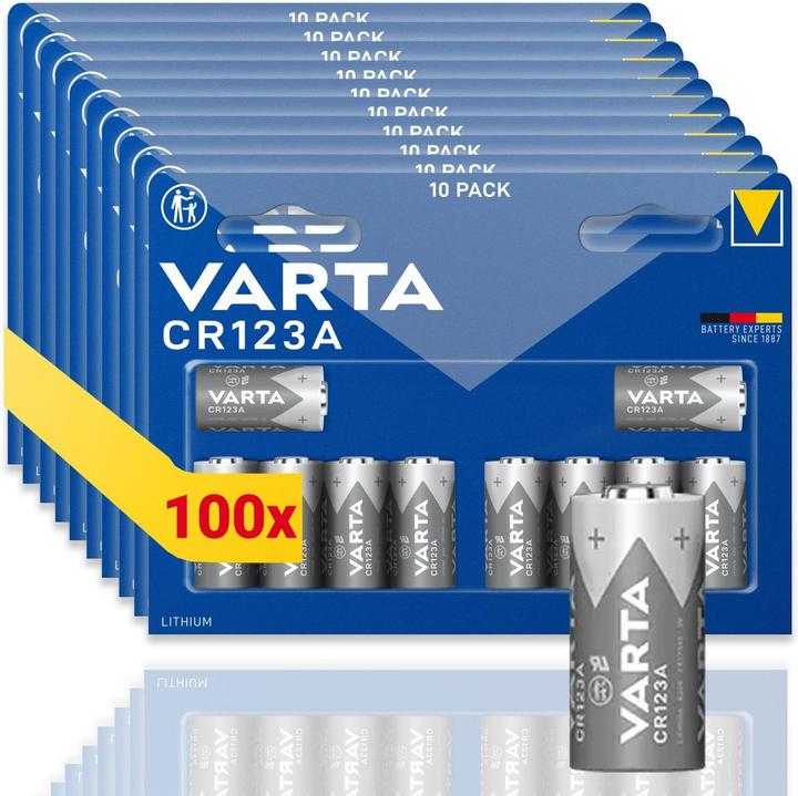 Varta CR123A (CR17345) Ersatzbatterien (100 Stk., CR123A, 1430 mAh)