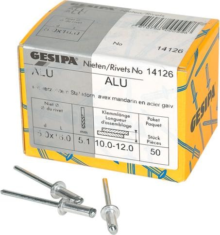 Immagine prodotto Gesipa Rivetti a strappo 5,0x16 mm alluminio 50 pezzi