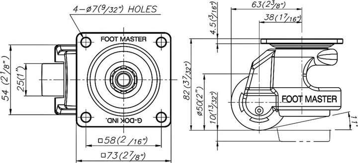 Actual product image Tente Lifting rollers G-Dok with integrated leveling foot
