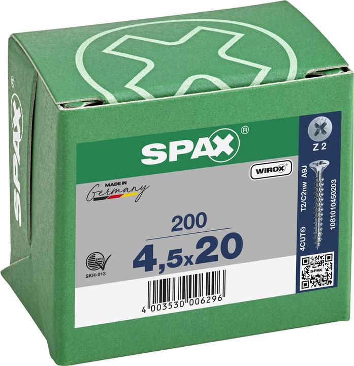 Produktbild Spax Senkmultikopf Kreuzschlitz Z2 Vollgewinde Wirox (200 Schrauben pro Stück)
