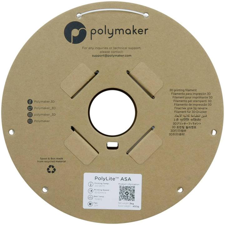 Actual product image Polymaker PolyLite ASA White 1.75mm 3kg (ASA, 1.75 mm, 3000 g)