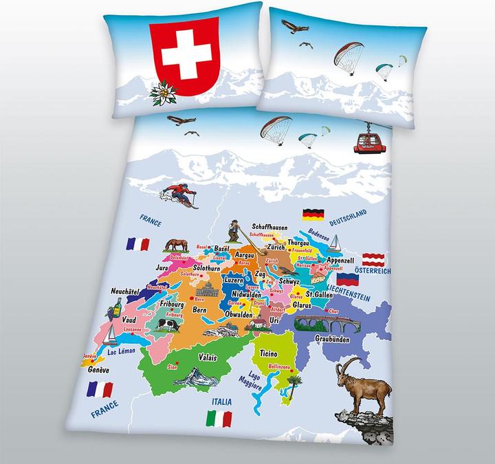 Produktbild Herding Schweizer Landkarte Bettwäsche 65/100+160/210 cm