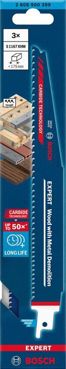 Image du produit Bosch Professional Zubehör Lame de scie sabre Expert Wood with Metal Demolition S 1167 XHM, 3 pièces