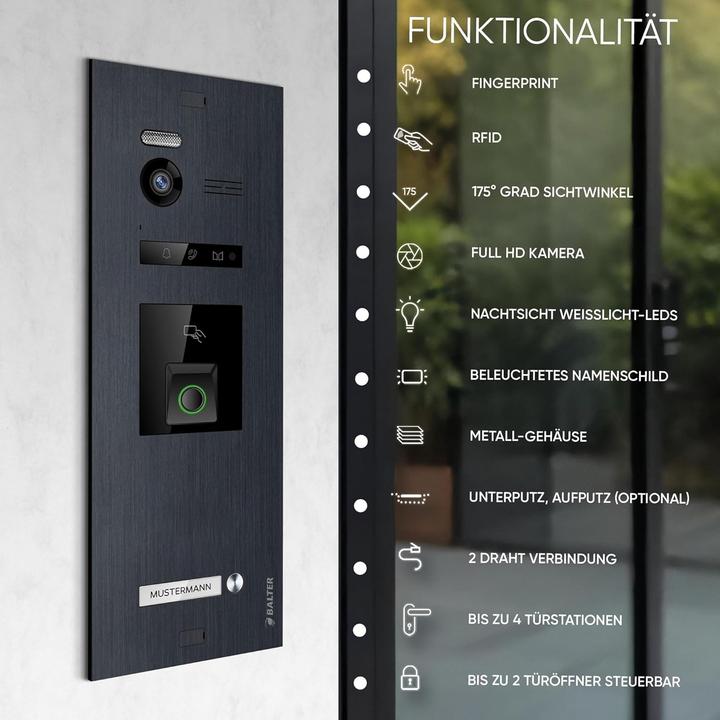 Produktbild Balter EVO-HD Video Türsprechanlage mit Fingerprint & Kamera (Kabelgebunden)