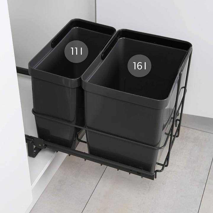 Actual product image Lanka Ja Muovi Ausziehbarer Einbau-Mülleimer mit 2 Abfalleimer (27 l)