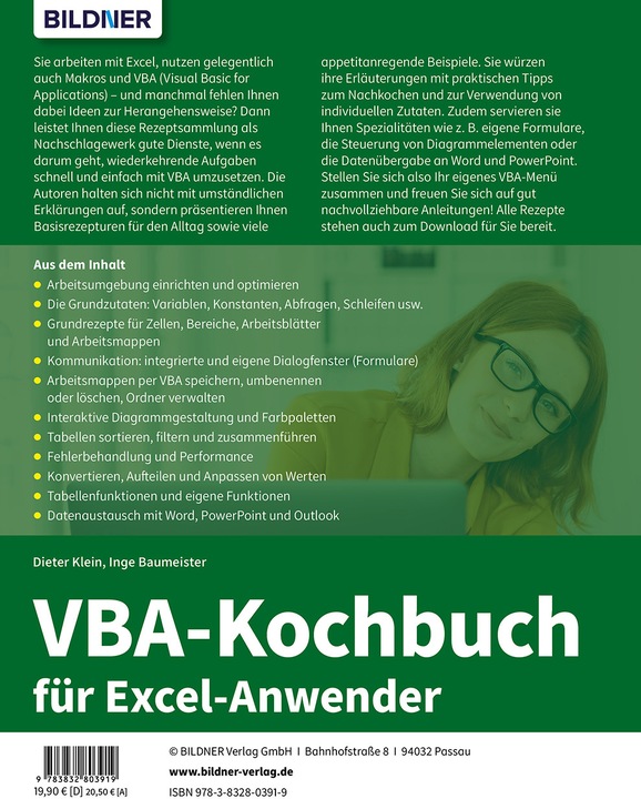 Produktbild Das VBA-Kochbuch für Excel-Anwender (Deutsch, Dieter Klein, Inge Baumeister, 2020)
