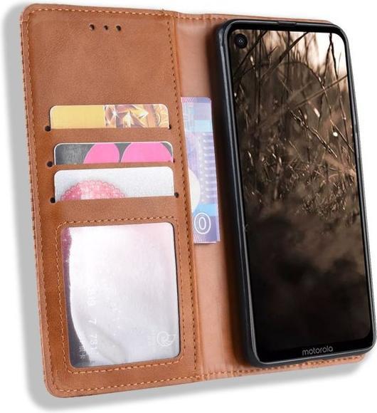 Actual product image MU Style Vintage Style Leather Bookcover Case (Motorola One Vision)