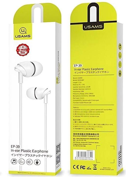 Produktbild Usams Sluchawki stereo EP39 3,5 mm bialywhite HSEP3902 (Kabelgebunden)