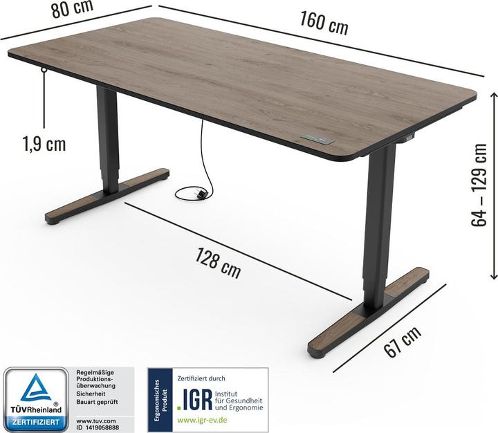 Immagine prodotto Yaasa Desk Pro (160 x 80 cm)