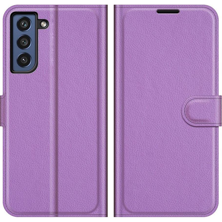 Cover-Discount Galaxy S21 FE - Leder Etui Hülle violett (Samsung Galaxy S21 FE), Smartphone Hülle, Violett