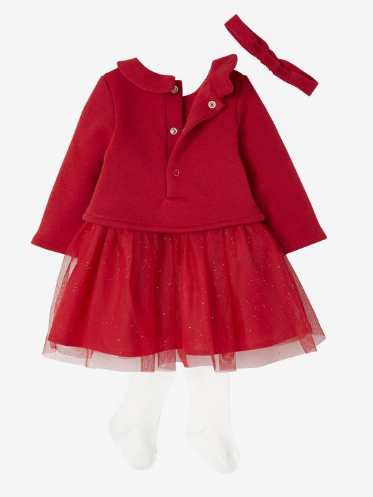 Produktbild Vertbaudet Weihnachtliches Baby-Set: Kleid, Haarband & Strumpfhose (80)