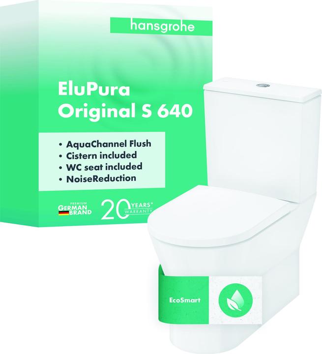 hansgrohe EluPura Original S, kit WC au sol, 365x640mm, AquaChannel Flush, réservoir de chasse et s