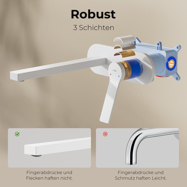 Actual product image Emke Bathroom tap, brass white, mixer tap washbasin, kitchen tap with aerator, ceramic cartridge