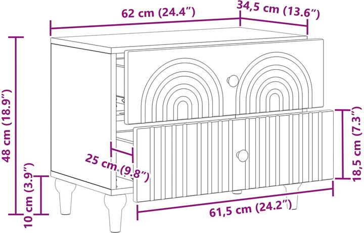 Produktbild vidaXL Moderner Schlafzimmer Schrank (34.50 x 62 x 48 cm)
