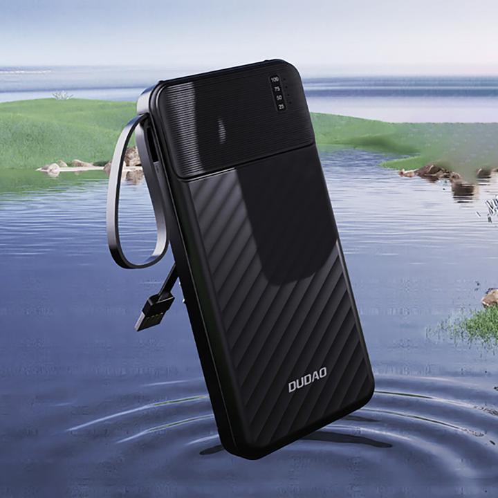 Image du produit Dudao K11 10000mAh Powerbank mit integrierten Kabeln - Schwarz (10000 mAh, 10 W)