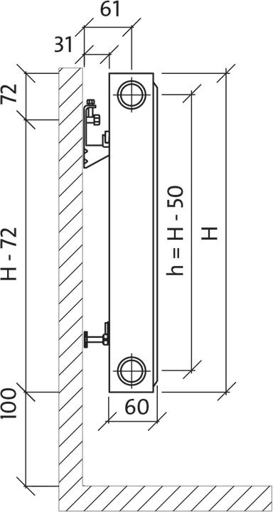 Actual product image Purmo Bottom connection radiator CV 11, 600-1000 (1018 W)