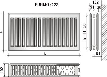Actual product image Purmo Radiator Compact C 22, 500-1400, side connection