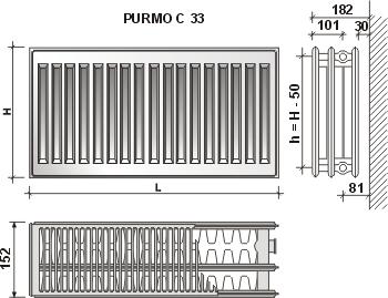 Produktbild Purmo Radiator Compact C 33, 900-800, side connection