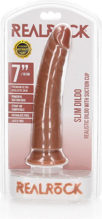 Produktbild RealRock Slim Realistic Dildo with Suction Cup - 7"/ 18 cm