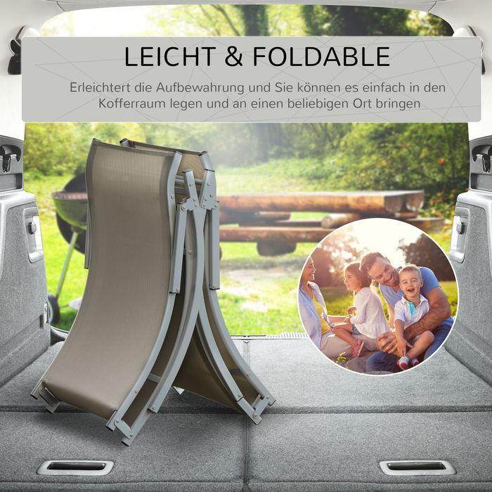 Produktbild Swisshandel24 2er Set Sonnenliege Gartenliegen Stoffliege Relaxliege ergonomisch Aluminium Texteline Hellgrau 165 (165 cm)