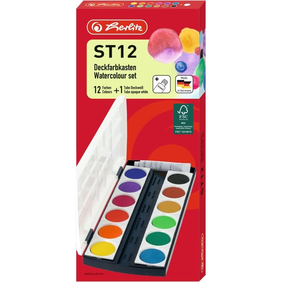 Herlitz, Künstlerfarbe + Bastelfarbe, ST 12 (Blau, Weiss, 12 ml)