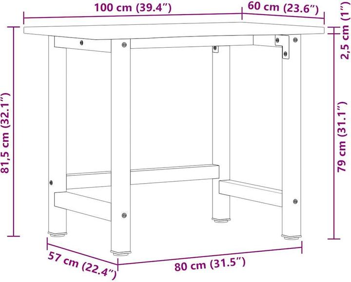 Actual product image vidaXL Werkbank (60 cm, 100 cm)