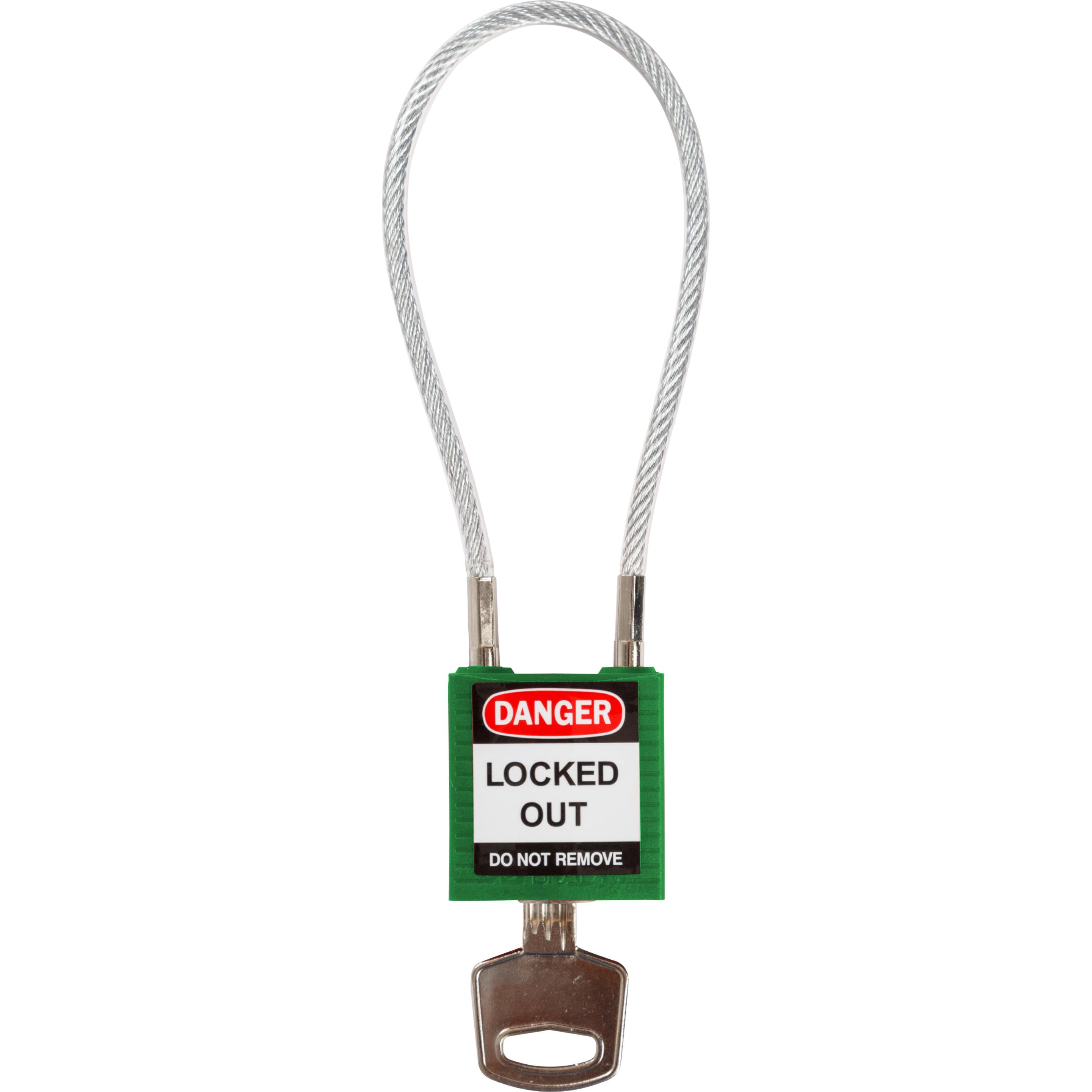 Thumbnail - Brady, Vorhängeschloss, SafetyPadlocks-Compact Cable Keyed Green