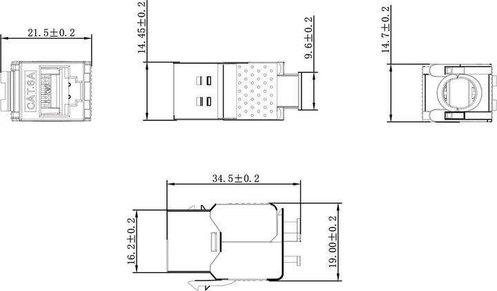 Actual product image Value Cat.6A (Class EA) Keystone, RJ-45, shielded, tool-free, SuperSLIM (Keystone module)