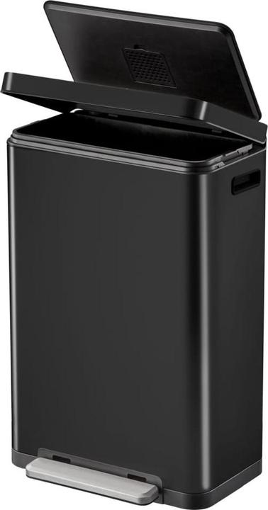 Productafbeelding EKO Treteimer X-Cube Tretmülleimer rechteckig 30 L schwarz mit extra breitem Pedal, gedämpftem Deck (30 l)