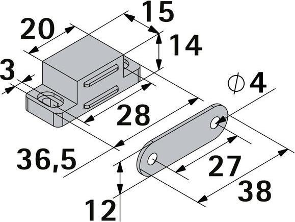 Produktbild Hettich Magnetschnäpper 15 x 13 mm, Haltekraft 2kg, braun