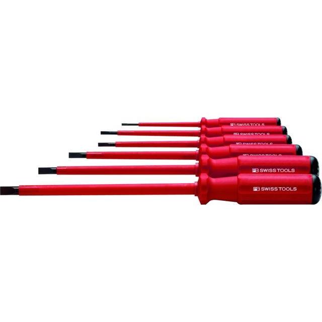 PB Swiss Tools, Schraubenzieher, Elektriker-Schraubendreher-Satz für Schlitz, Classic vollisoliert (Schlitzschrauben)