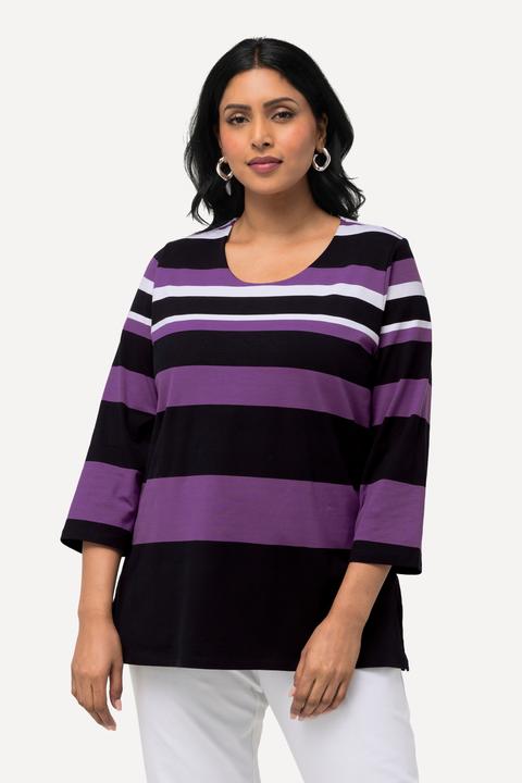 Produktbild Ulla Popken Shirt, Ringel, Rundhals, 3/4-Arm, Pima Cotton (42, 44)