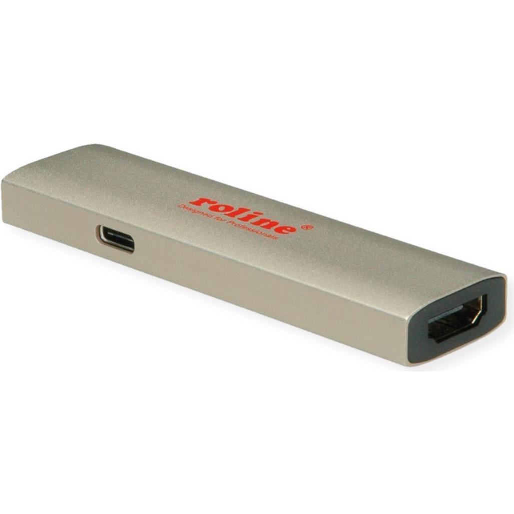 Roline USB-HDMI Adapter (HDMI, 6.10 cm), Data + Video Adapter, Schwarz, Gold